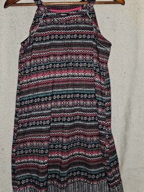 Cuddl Duds Black and Pink Patterned Maxi Skirt